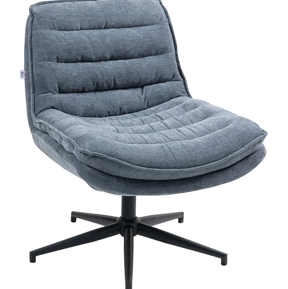 Chaise de Bureau - Chaise Sans Accoudoirs avec Large Assise Pivotante Réglable en Hauteur, Tissu Lin 76x65,5x80 cm Gris Foncé