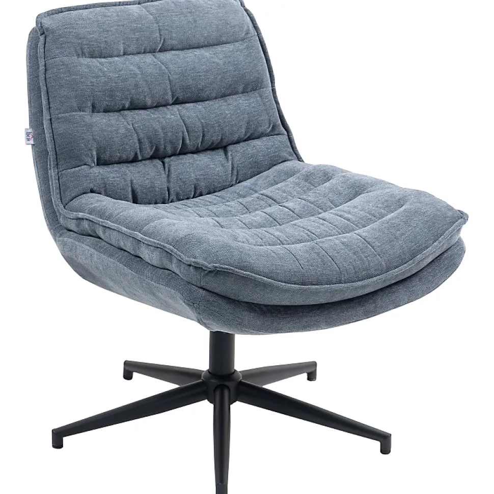 Chaise de Bureau - Chaise Sans Accoudoirs avec Large Assise Pivotante Réglable en Hauteur, Tissu Lin 76x65,5x80 cm Gris Foncé