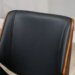 Chaise de Bureau - Chaise de Bureau Vintage avec Dossier Inclinable et Pivotant, design Industriel Bois et Métal, PU Noir
