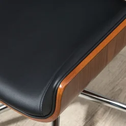 Chaise de Bureau - Chaise de Bureau Vintage avec Dossier Inclinable et Pivotant, design Industriel Bois et Métal, PU Noir