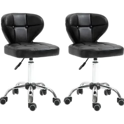 Chaise de Bureau - Lot de 2 Chaises de Bureau avec Assise Confortable et Roulettes Pivotantes, Acier, Noir, 45x47x87 cm