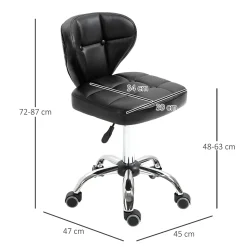 Chaise de Bureau - Lot de 2 Chaises de Bureau avec Assise Confortable et Roulettes Pivotantes, Acier, Noir, 45x47x87 cm