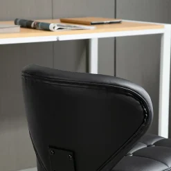 Chaise de Bureau - Lot de 2 Chaises de Bureau avec Assise Confortable et Roulettes Pivotantes, Acier, Noir, 45x47x87 cm