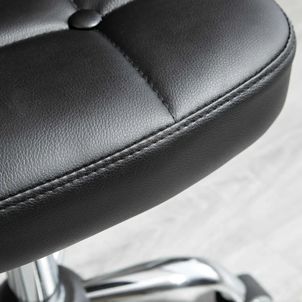 Chaise de Bureau - Lot de 2 Chaises de Bureau avec Assise Confortable et Roulettes Pivotantes, Acier, Noir, 45x47x87 cm