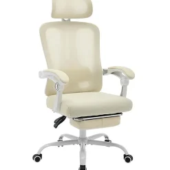 Chaise de Bureau - PROMIRACAL - Inclinable - Mesh Respirant - Repose-Pieds Extensible - Beige