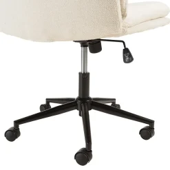 Chaise de bureau à roulettes en tissu écru dossier carré