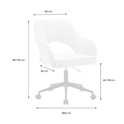 Chaise de bureau à roulettes velours côtelé kaki. L 60 x P 62 x H 89 / 99cm