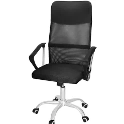 Chaise de bureau - SPRINGOS - Réglable en hauteur - Dossier rembourré - Noir - Mobilité sur roulettes