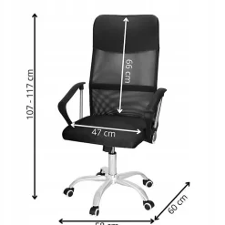 Chaise de bureau - SPRINGOS - Réglable en hauteur - Dossier rembourré - Noir - Mobilité sur roulettes
