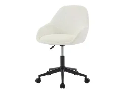 Chaise de bureau - Tissu bouclette - Blanc ivoire - Hauteur réglable - NAODY