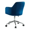 Chaise de bureau - Velours - Bleu et argenté - Hauteur réglable - ELEANA