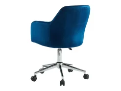 Chaise de bureau - Velours - Bleu et argenté - Hauteur réglable - ELEANA