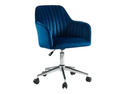 Chaise de bureau - Velours - Bleu et argenté - Hauteur réglable - ELEANA
