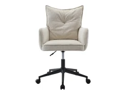 Chaise de bureau - Velours côtelé - Crème et noir - Hauteur réglable - BATARU