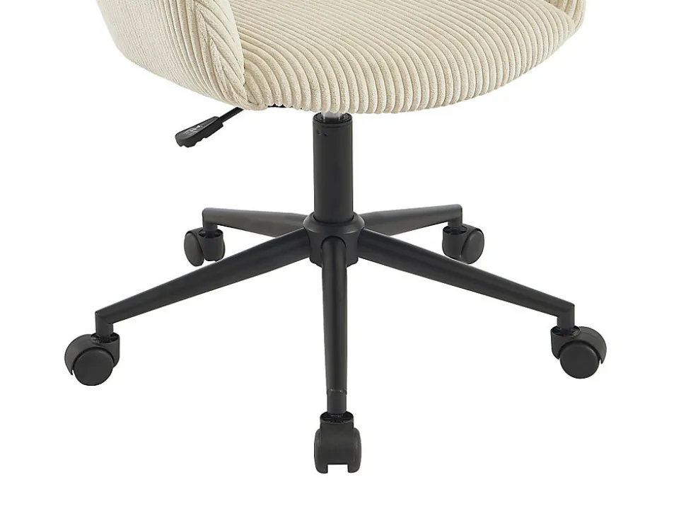 Chaise de bureau - Velours côtelé - Crème - MARENZIA