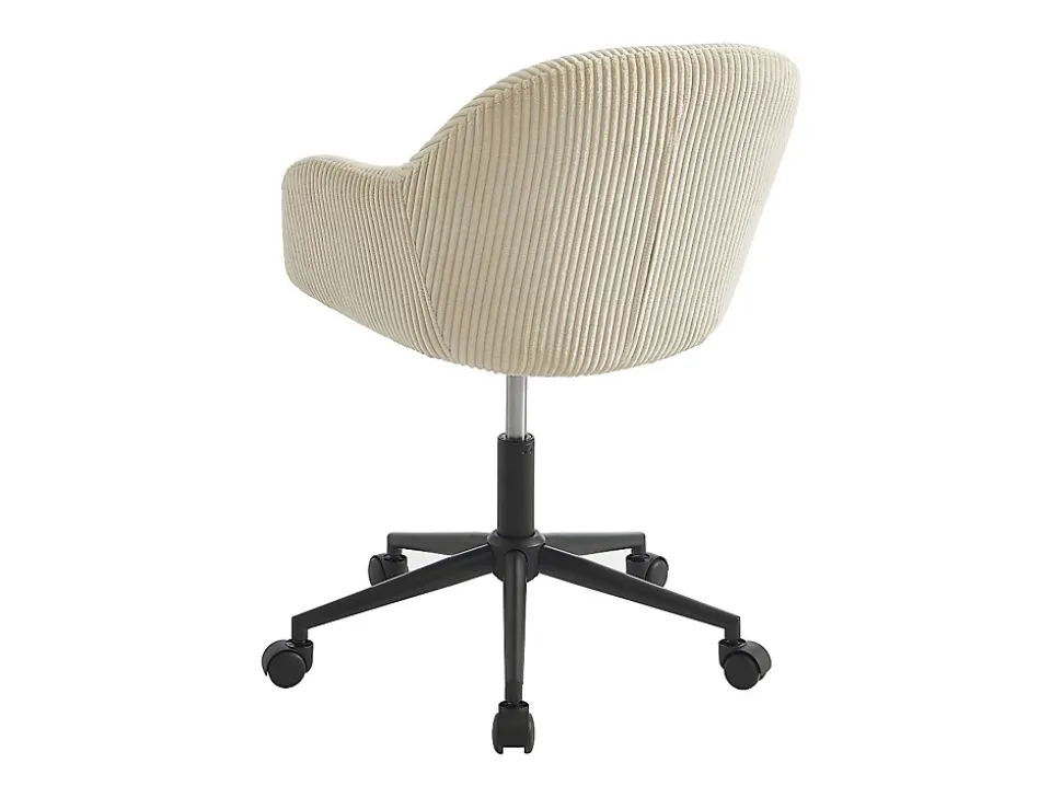 Chaise de bureau - Velours côtelé - Crème - MARENZIA