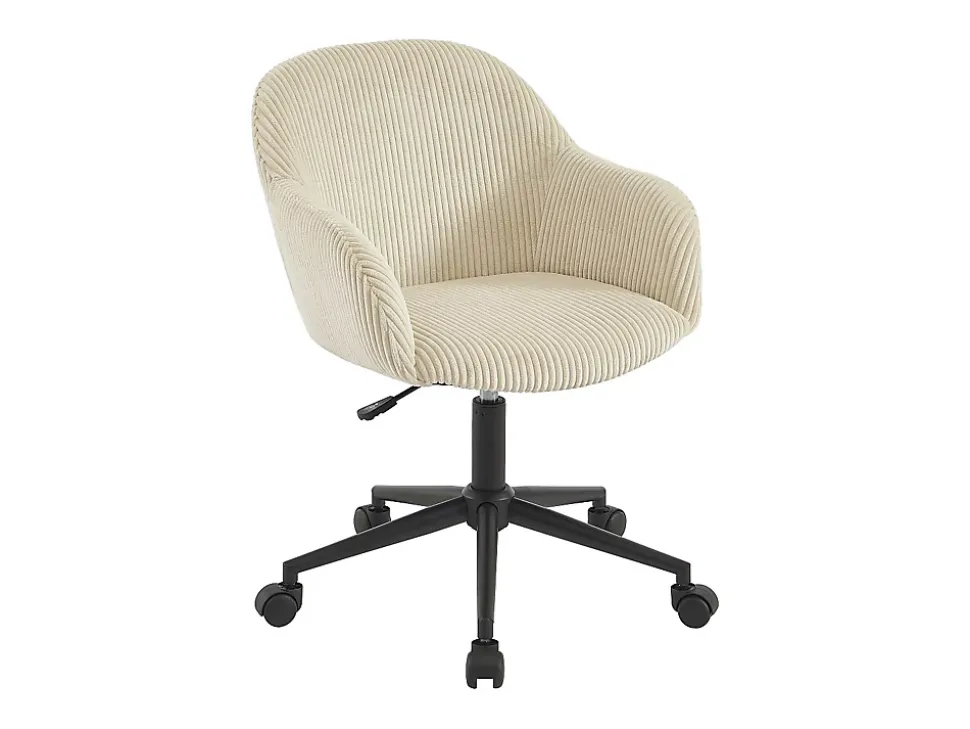 Chaise de bureau - Velours côtelé - Crème - MARENZIA