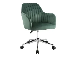 Chaise de bureau - Velours - Vert et argenté - Hauteur réglable - ELEANA