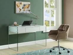 Chaise de bureau - Velours - Beige - Hauteur réglable - PEGA