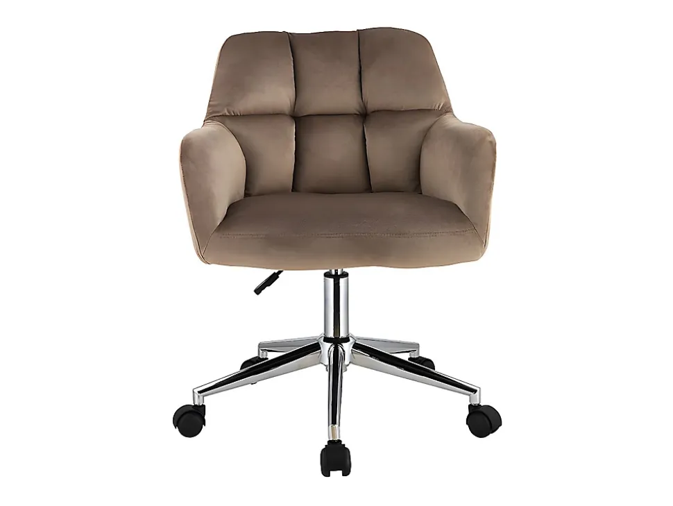 Chaise de bureau - Velours - Beige - Hauteur réglable - PEGA