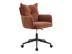 Chaise de bureau - Velours côtelé - Terracotta et noir - Hauteur réglable - BATARU