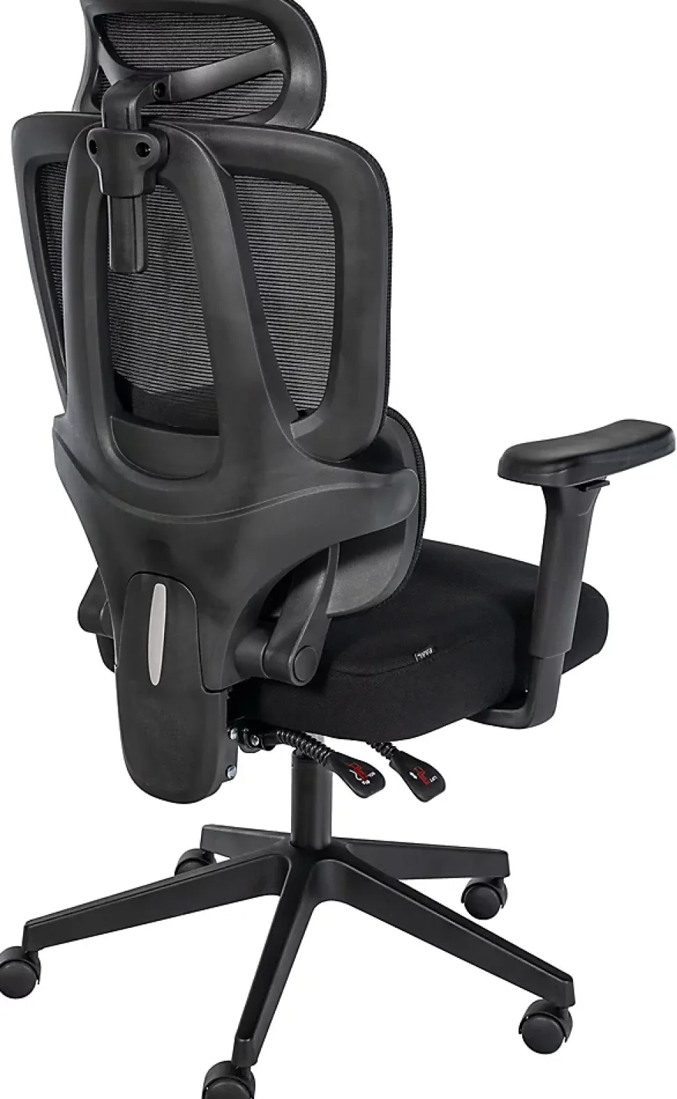 Chaise de bureau Altamont, ergonomique, charge max 135 kg, réglable en hauteur avec accoudoirs et appuie-tête. Noir