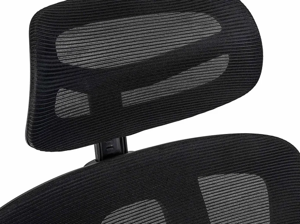 Chaise de bureau Altamont, ergonomique, charge max 135 kg, réglable en hauteur avec accoudoirs et appuie-tête. Noir