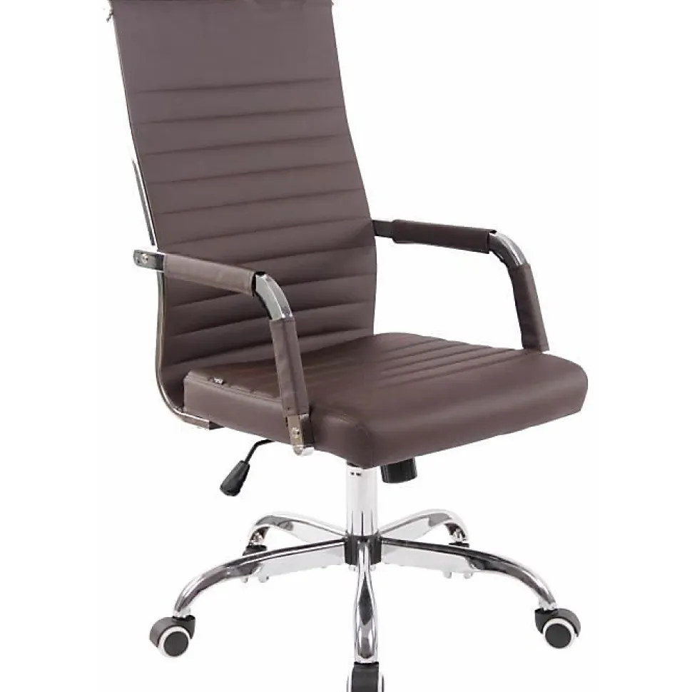 Chaise de bureau Amadora CLP Similicuir marron réglable 43-51 cm