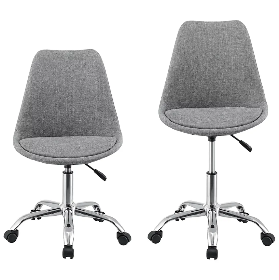 Chaise de Bureau Atherton à Roulettes Réglable en Hauteur Gris Clair en.casa