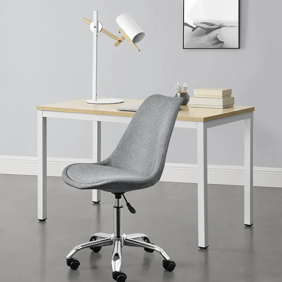Chaise de Bureau Atherton à Roulettes Réglable en Hauteur Gris Clair en.casa
