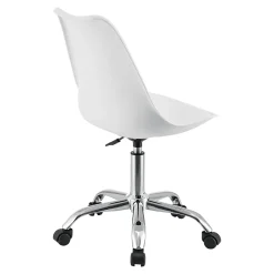 Chaise de Bureau Atherton à Roulettes Réglable en Hauteur Similcuir Blanc en.casa