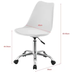 Chaise de Bureau Atherton à Roulettes Réglable en Hauteur Similcuir Blanc en.casa