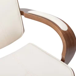 Chaise de bureau avec appuie-tête Crème Similicuir et bois vidaXL
