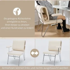 Chaise de Bureau avec Niche pour Chat, Chaise Rotative, Accoudoirs Réglables, Pieds Métal, Tissu+MDF - Beige