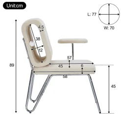 Chaise de Bureau avec Niche pour Chat, Chaise Rotative, Accoudoirs Réglables, Pieds Métal, Tissu+MDF - Beige