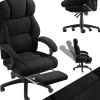 Chaise de bureau avec repose-pieds et revêtement en velours noir