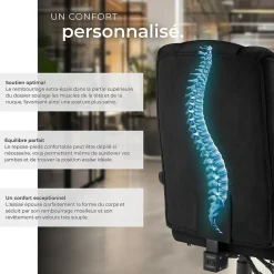 Chaise de bureau avec repose-pieds et revêtement en velours noir