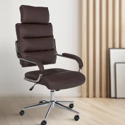Chaise de bureau Campo similicuir, réglable hauteur, pivotante, charge max 135 kg, avec dossier Marron