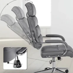 Chaise de bureau Campo similicuir, réglable hauteur, pivotante, charge max 135 kg, avec dossier Gris
