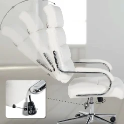 Chaise de bureau Campo similicuir, réglable hauteur, pivotante, charge max 135 kg, avec dossier Blanc