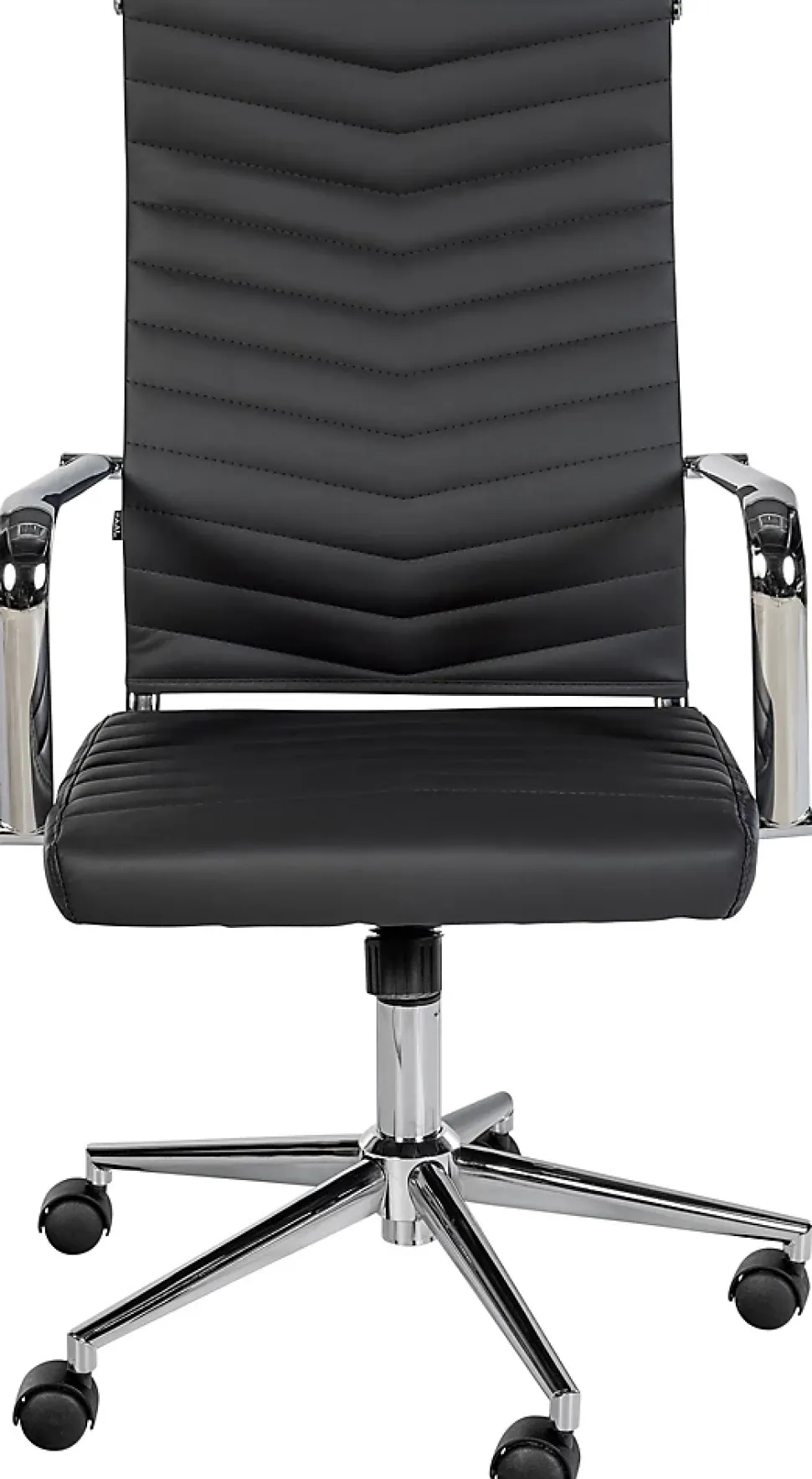 Chaise de bureau Canby similicuir, réglable en hauteur, pivotante, dossier et accoudoirs. Noir