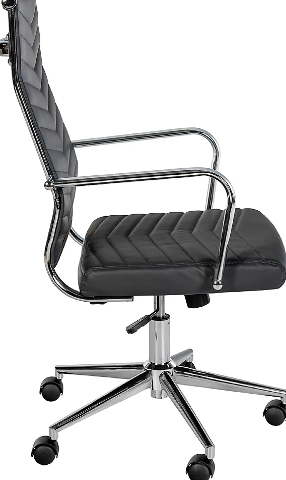 Chaise de bureau Canby similicuir, réglable en hauteur, pivotante, dossier et accoudoirs. Noir