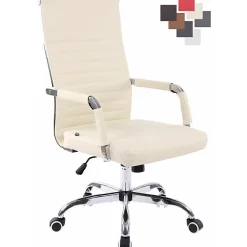 Chaise de bureau CLP Amadora Similicuir Crème hauteur réglable