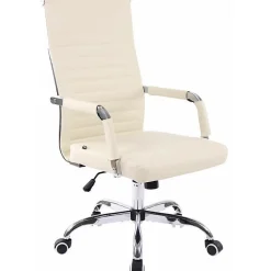 Chaise de bureau CLP Amadora Similicuir Crème hauteur réglable