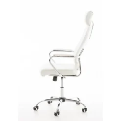 Chaise de bureau CLP Rako similicuir blanc chromé réglable