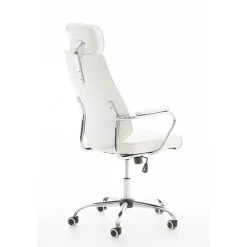 Chaise de bureau CLP Rako similicuir blanc chromé réglable