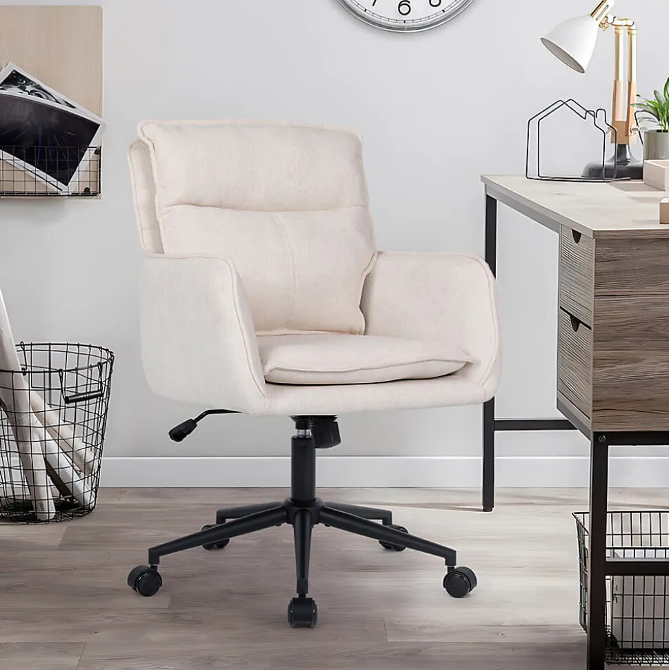 Chaise de bureau CORA Tissu Beige - réglable en hauteur