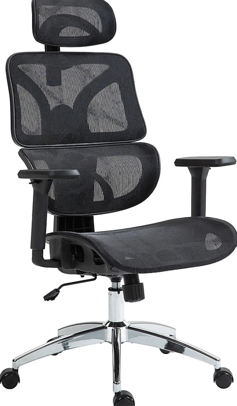 Chaise de bureau Deshler, chaise pivotante avec filet, réglable en hauteur, accoudoirs, appuie-tête Noir