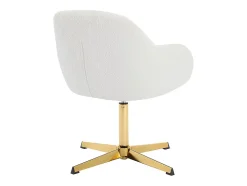 Chaise de bureau en tissu bouclette - Blanc et doré - LANCIEGA
