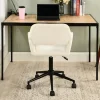 Chaise de bureau en tissu éponge beige réglable en hauteur rotation à 360 degré